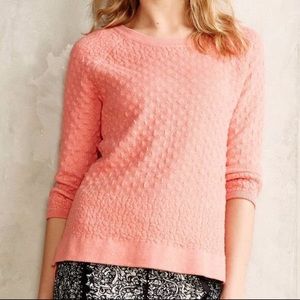 Anthropologie Coral Field Flower Textured Sweater